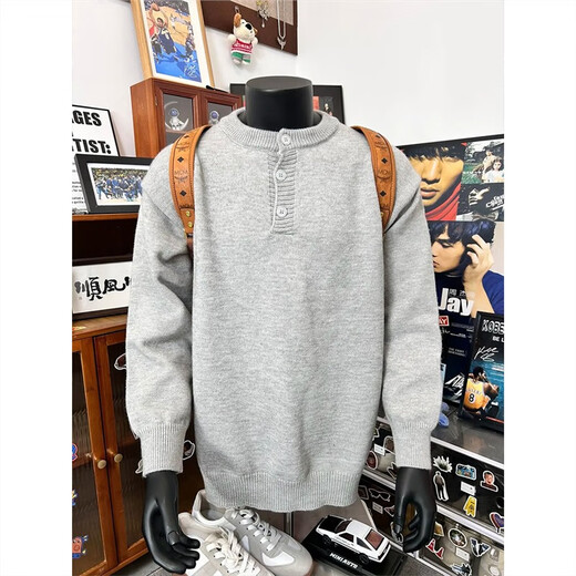 Lifeng Lei Jun's same style cleanfit Henry collar sweater men's winter lazy style bottoming sweater American jacket black upgraded style L (recommended 115-130Jin Jin equals 0.5 kg)