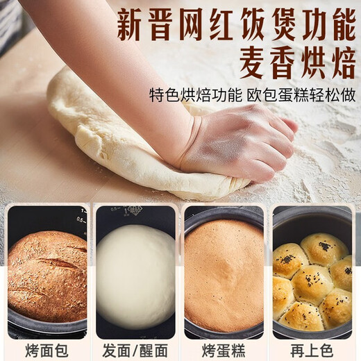 SUPOR Reiskocher für den Hausgebrauch für 3–4 Personen, Mikrodruck-Brennholz-Reiskocher, 4 Liter, großes Fassungsvermögen, Wasserkocher mit blauen Diamantkugeln, antihaftbeschichteter Innentopf, intelligente Reservierung, Multifunktionstopf, Kuchensuppe, Reiskocher, Körper aus gebürstetem Metall, 4 l, 2–6 Personen