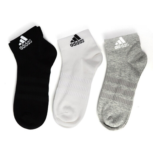 adidas阿迪达斯袜子男袜女袜休闲运动纯色篮球袜耐磨跑步袜透气训练袜 短筒 黑白灰3双 IC1283 【S】鞋码37-39码