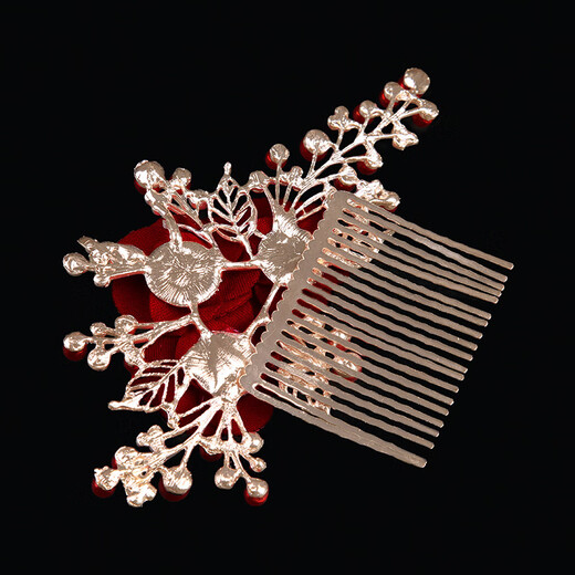 Rongxia toast attire bridal hair comb headdress crystal white flower imitation pearl handmade red hair plug wedding comb accessories red hair comb