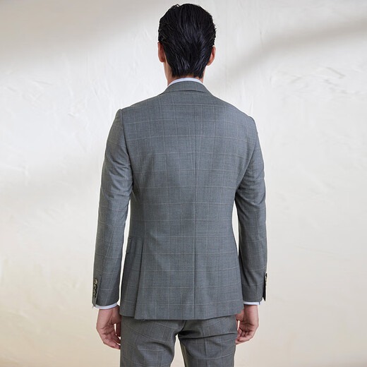 Anniversary Bird Suit Men's Spring New Men's Business Casual Suit Plaid Suit Suit Pants Suit Men's Pearl Gray Inlaid Brown Double Line Plaid 44 A(165/88) /Please note waist or pants