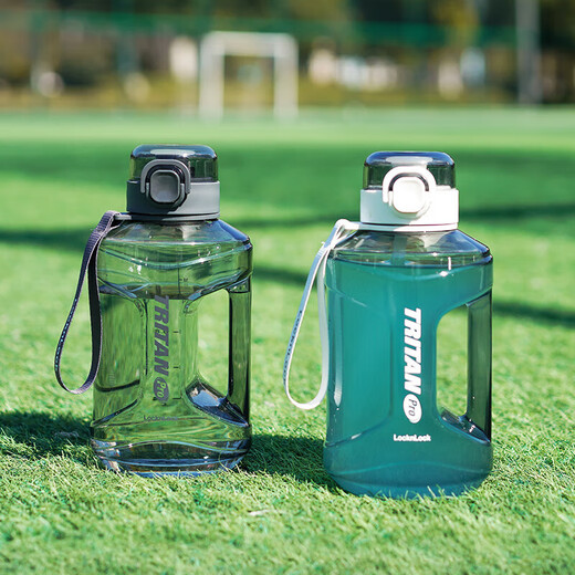 LOCK&LOCK small reservoir large capacity plastic sports water cup outdoor cold water bottle scale handle men and women cup 2.2L gray