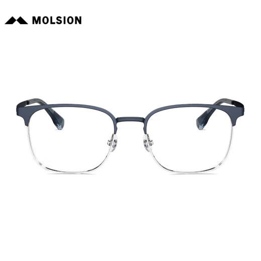 MOLSION myopia glasses men's D-shaped women's model can be matched with a certain number glasses frame anti-blue light MJ7371 B70 silver upper eyebrow matte dark blue frame +0 yuan with 0-degree anti-blue light lens