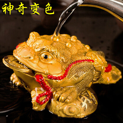 Ci De Tang Tea Pet Ornaments Color Changing Three-Legged Golden Toad Can Raise Pixiu Kung Fu Tea Ceremony Creative Tea Play Tea Set Big Toad New Large Money Bag Stepping Toad Turns Red Main Image