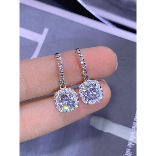 Nilan Platinum Earrings Pt950 Earrings Square Package Platinum Diamond Ear Bone Nails Women's Earrings Super Sparkling Saint Jane Eyre's Lifetime Square Diamond Earrings