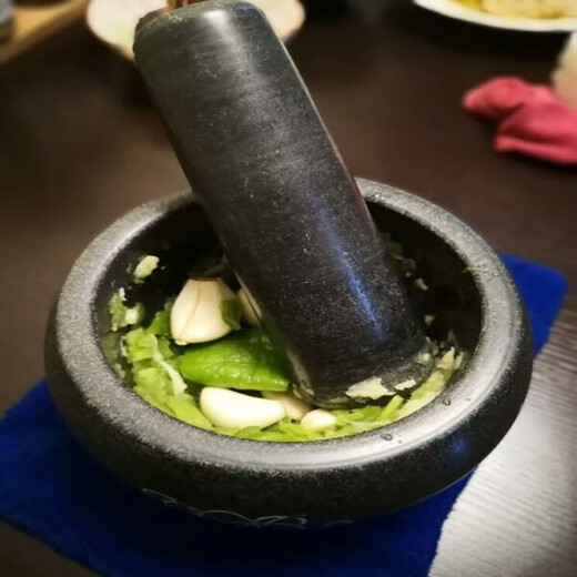 XJ bluestone mortar household mortar stone nest stone cup manual garlic press mortar medicine mortar retro Chinese medicine grinding medicine outer diameter 30cm