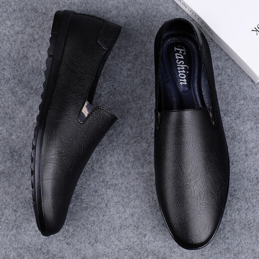 CLOHOO leather shoes men's spring and summer business casual shoes men's comfortable beanie shoes formal soft sole driving one-on-one men's shoes black 40 leather shoe size