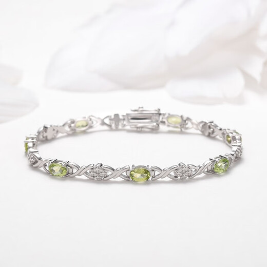 GEM STONE KING 4 carat green peridot bracelet for women 925 silver colored gemstone bracelet as a Women's Day gift for wife 925 silver plated platinum