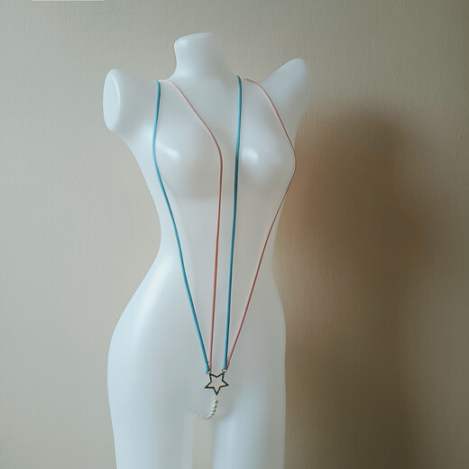 Handmade one-thread sexy beaded thong masturbation underwear sexy pearl transparent pants private massage 00 yellow