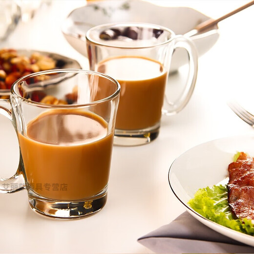 Ouxin Ouxin imported coffee cup transparent glass water cup lead-free tea cup milk tea cup creative European Internet celebrity style cup fashion 315ML two