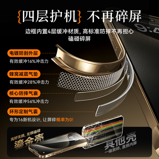 蓝轩适用苹果16ProMax手机壳新款iPhone16透明硅胶16Pro自带镜头膜超薄防摔高级感镜头全包Plus保护套 【沙漠金】自带8K全包镜头膜 iPhone 16 ProMax