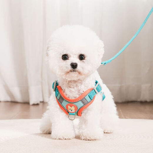 Vest type dog leash medium small dog Teddy Bichon Pomeranian harness puppy dog walking rope dog chain orange + 1.5 meter flat rope M (recommended 6-13 Jin Jin equals 0.5 kg)