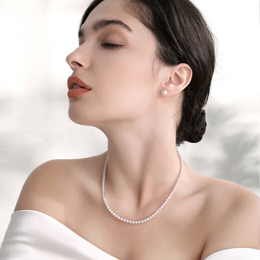 Tahiti 4-5mm high quality aurora freshwater pearl necklace 18K gold bright nucleated millet bead clavicle chain for girlfriend