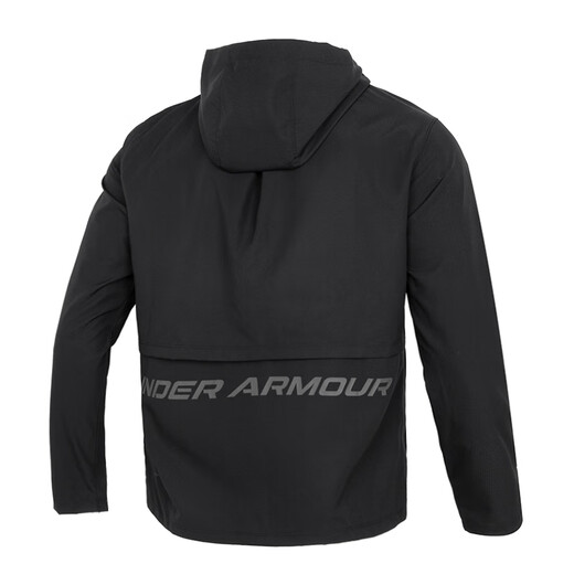 安德玛（Under Armour）外套男  夏季新款梭织快干薄款透气连帽健身训练运动服夹克 1376795/连帽/薄款/快干 黑色 M 170/92A
