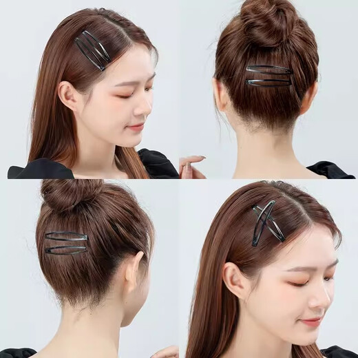 Jinhehe black simple one-word clip side broken hair bangs clip headdress hairpin female adult top clip forehead BB clip hairpin small size 12 pieces, about 6cm long, boxed