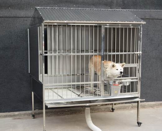 HKML Outdoor Stainless Steel Dog Cage Large Dog Outdoor Rainproof Medium Dog Flush Funnel Toilet Female Dog Cage Three Sided Baffles 125 Styles 125*75*173cm Boutique 202 Thickened Round Tube Style - Diameter 9.5mm Quick Delivery within 1 Day