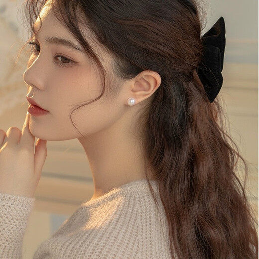 Ostantin (outstanding) S925 silver stud earrings, round shell beads, imitation pearl rings, practical gifts for girlfriends, mothers, birthdays and Valentine's Day, diameter about 10mm, Jingsuda pair