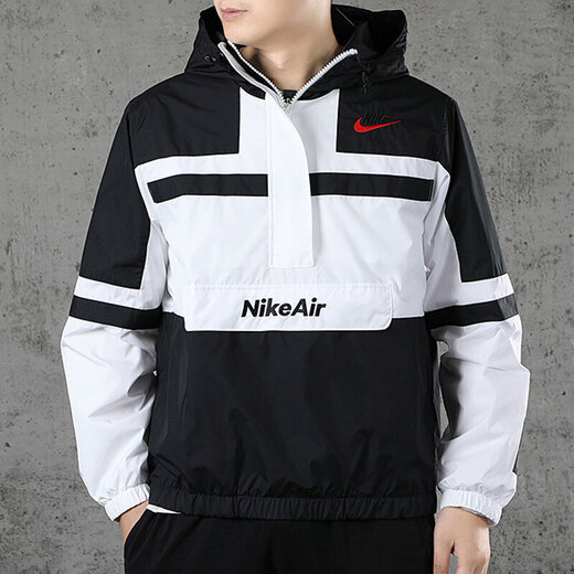 耐克（NIKE）男装新款运动连帽防风梭织夹克跑步训练透气半拉链外套 CU3886-070 S