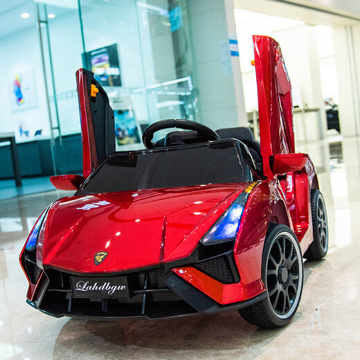 Ai Tong Baby Elektroauto 1-4 Jahre altes Vierradauto kann sitzend im ferngesteuerten Baby Spielzeugauto-Baby Kinderwagen Flaggschiff Backasche + Allradantrieb 12 V + Bluetooth + Leder-Sitzhilfe App + mit Fernbedienung + Selbstfahrten + Swing