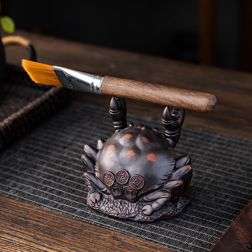 High-end purple pottery tea pet boutique Pixiu Golden Toad can raise fortune toad tea play tea table decoration purple clay tea pet ornaments Purple pottery fortune golden toad