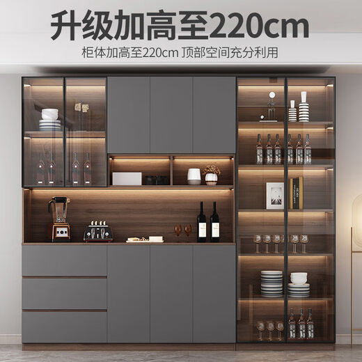 红同餐边柜一体靠墙高柜轻奢家用客厅酒柜餐厅茶水柜厨房置物储物边柜 款式15280长送货入户+安装