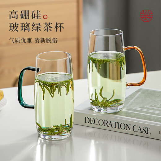 Niye glass green tea cup high borosilicate hot water resistant cup men's office single monkey Kui special drinking utensil with handle