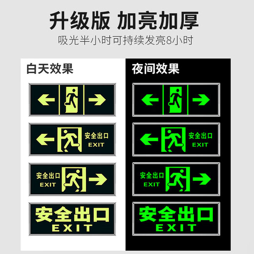 Also, Jingcang Suda 5 silver-edged luminous signs, safety exits, thickened self-luminous wall stickers, emergency evacuation and escape luminous signs, self-adhesive