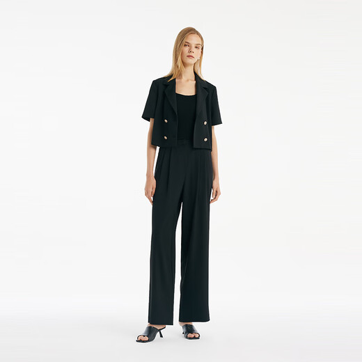 Goria suit for women in summer new commuter short cardigan top commuter straight trousers 1C4CAB680 00B black XS