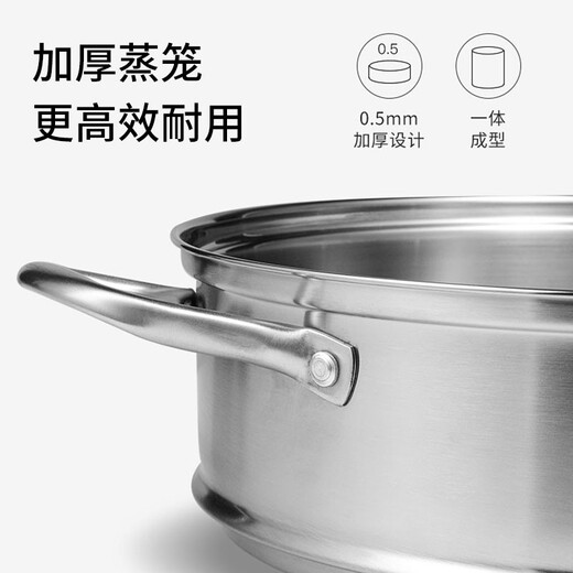 Kangbach 304 stainless steel three-layer steamer steamer with double bottom large soup steamer multi-functional pot 32cm universal for gas stoves