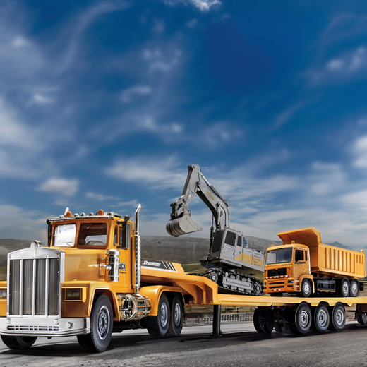 Renjuyi Traction Control remoto Tráiler de camión plano Camionador Camión de camión juguete Ingeniería de excavadores de control remoto Ingeniería de descarga de ingeniería [98 cm] [azul] Control remoto de 13 canales Batería recargable original