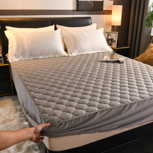 100-count satin cotton quilted bed sheet Class A maternal and infant grade dust-proof Simmons mattress protector for all seasons Class A cotton double-sided 100-count satin--Grey Customized version--(Please contact customer service for customization)