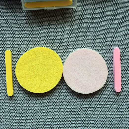 Washing face compressed face flushing puffs to turn into round face wash sponge powder puffs optional box portable face wash 12 pieces compressed face flushing yellow