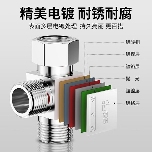 Haili all-copper four-point three-way faucet one in two out 4 washing dishwasher water pipe angle valve three-way joint water distributor 28T