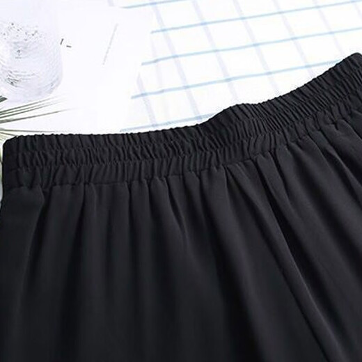 Zimu cotton and linen summer clothing for women, women's wide-leg pants, high waist drooping casual pants, thin loose nine-point pants, 3522 black nine-point pants, M (recommended 105 Jin [Jin equals 0.5 kg])