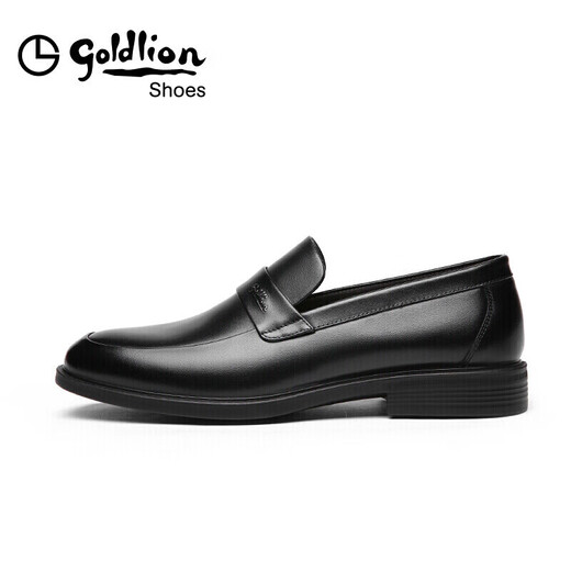 Goldlion Men's Shoes Business Casual Formal Shoes Autumn Comfortable Lightweight Fashionable Leather Shoes 50383013701A-Black-40 Size