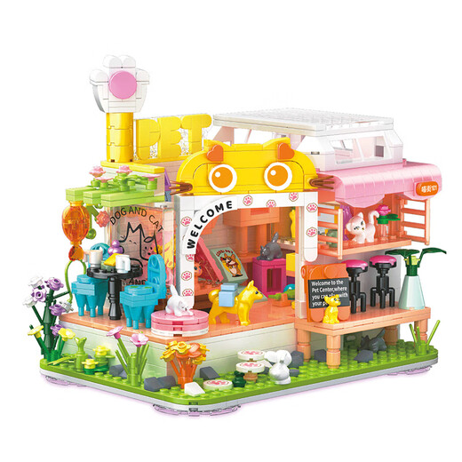 Приходят милые домашние животные Zhegao, Wangwang Hakimi Store Series Street View Blordge Blocks Toys Creative Desktop украшения для подарков для девочек. Симпатичные домашние животные идут - дневник кошек и собак [687 частиц]