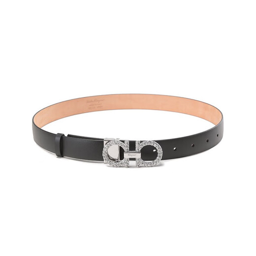 菲拉格慕（Ferragamo）新品 女士牛皮可裁剪水钻皮带腰带2.5cm礼物女 23B727 0717550 黑色 70/2尺-2尺3