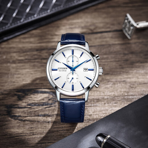 CITIZEN watch Eco-Drive men's leather strap small blue needle fashion trend watch New Year gift CA7069-16A