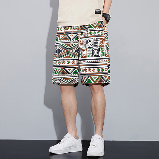 Trueves Chinese style linen shorts men's summer thin loose straight pants handsome big shorts men's ice silk cotton linen five-point pants 691 color + 692 black and gray XL