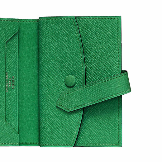HERMES Hermès men's bag Bearn calfskin mini wallet wallet H039796 CK1L green purchasing agent