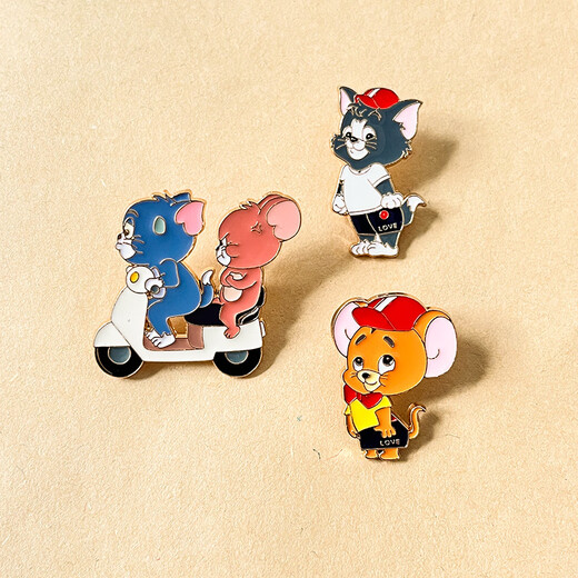 Mr. Ouyang Cartoon Tom and Jerry Alloy Brooch Student Couple Bag Decoration Pin Cute Ornaments Badge Medal Tom and Jerry Series Three-piece Set B04-301