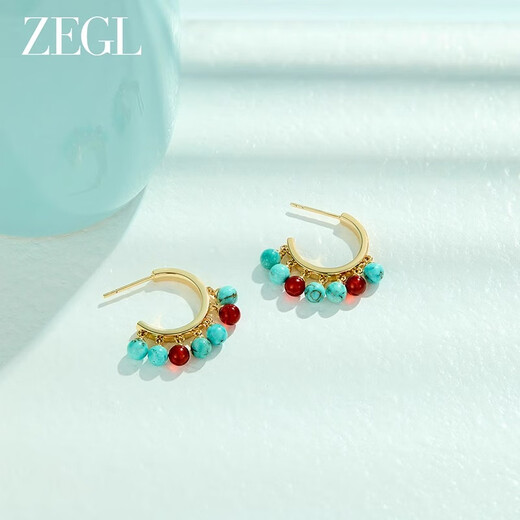 ZEGL Turquoise Earrings Women's 925 Silver Needle Earrings Azure Island Series Women's Birthday Gift for Best Friend