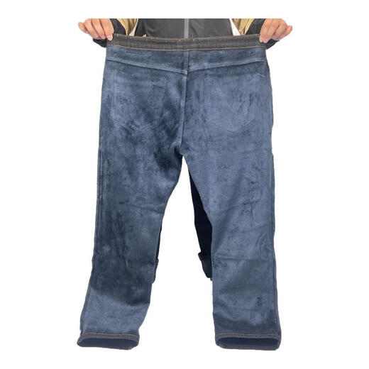 酷万秋冬季男士牛仔裤宽松直筒加肥加大码款弹力胖子肥佬休闲高腰长裤 【珊瑚绒】雾霾蓝MZR9896 44 【250斤左右】