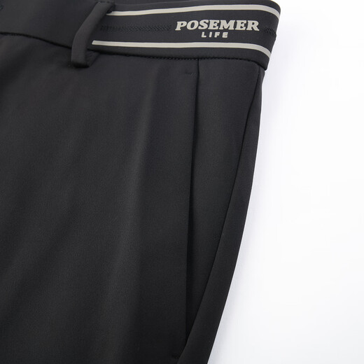 堡马（POSEMER）【超弹透气顺滑】男士休闲裤直筒修身显腿长男裤快干中高腰24春夏 纯黑色880 35