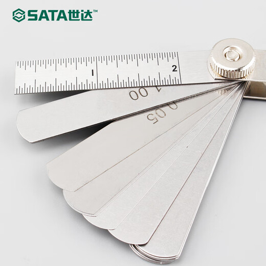 SHIDA Herramientas 1416 Piezas Ganador de medidor de medidor de acero inoxidable Medidor de espesor de espesor de espesor 0.05-1 mm0940109402 09401 09401-Longitud total 85 mm14 Piezas Ganador