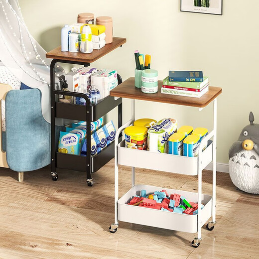 Zhuobo rack floor-standing trolley snack rack living room storage rack kitchen storage rack shelf SJ13 white