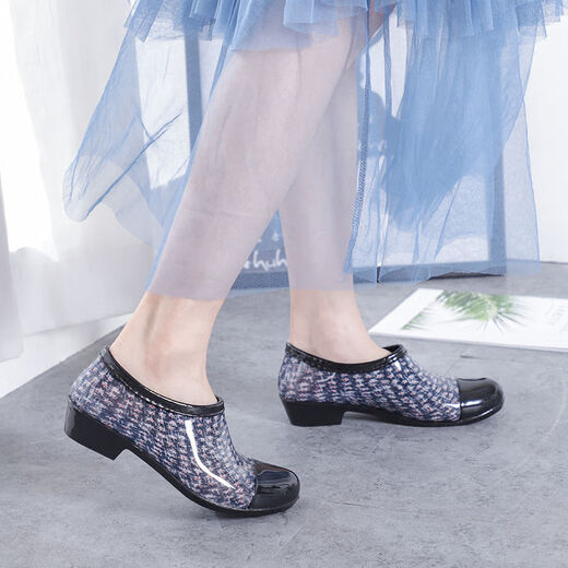 傲列低帮厨房工作雨鞋女水鞋浅口雨靴春夏低筒防滑洗车防滑胶雨鞋 黄纹色 38