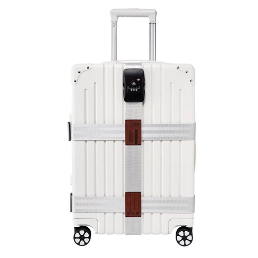 Tuban suitcase strap cross packing with suitcase check-in reinforcement with trolley strap explosion-proof luggage strap lock can be split triple reinforcement - silver - password-free lock [strength and tough safety belt material]