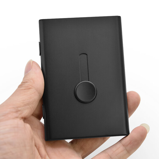 CLCEY automatic push business card box portable men's card bag card personalized creative business card holder portable metal storage box automatic hand push-Phantom gray