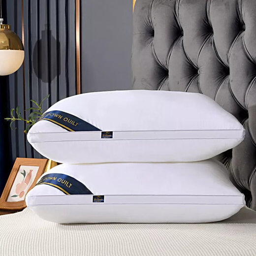 Pillow core + pillowcase hotel pillow single pair pack home washable pillow core feather velvet pillow single side sapphire blue high pillow 2 pillows + two pillowcases